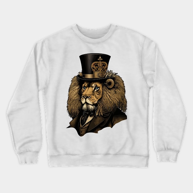 Lion wearing top hat Crewneck Sweatshirt by K3rst